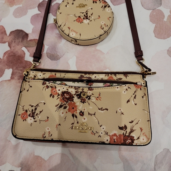 Noa Pop-up messenger in floral print /coin wallet - Picture 3 of 8